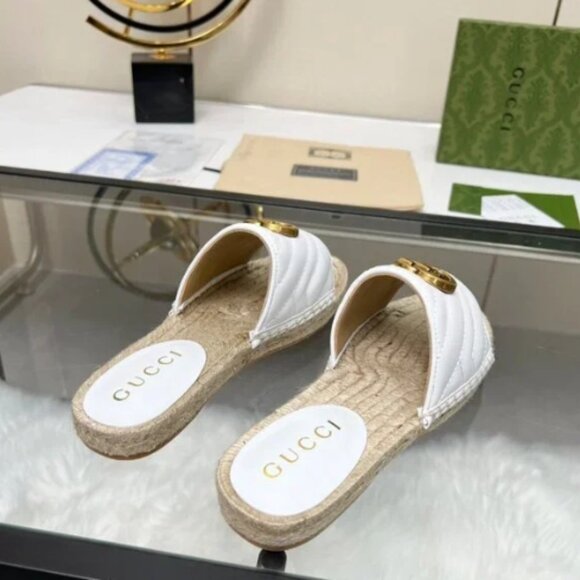 GUCCI GG MARMONT GREAT WHITE ESPADRILLE SANDAL WOMEN 39 (9 US) – RETAIL $590.00+ - Picture 2 of 7
